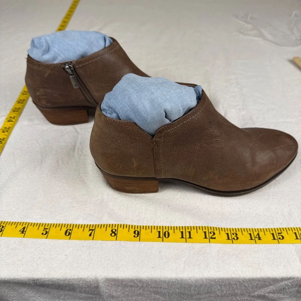 Lucky Brand Ankle Boots Women 8.5 Brown Boho Pebbled Leather Side Zip Booties